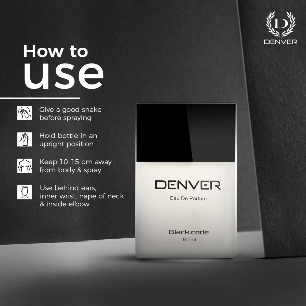 DENVER - Black Code Perfume| Eau de Parfum For Men  - 60ML - Image 3