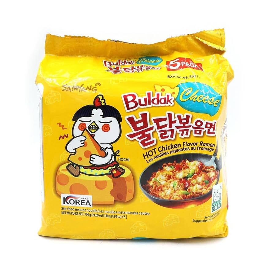 Buldak Cheese Hot Noodles Samyang Buldak Cheese Hot Chicken Flavour Ramen - Pack of 5 (140gm*5) - Image 1