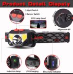 Powerful Led Headlight Sensor Head Light Usb Rechargeable Headlamp 6000Lums Head TorchFor Camping Hiking - Torch Light