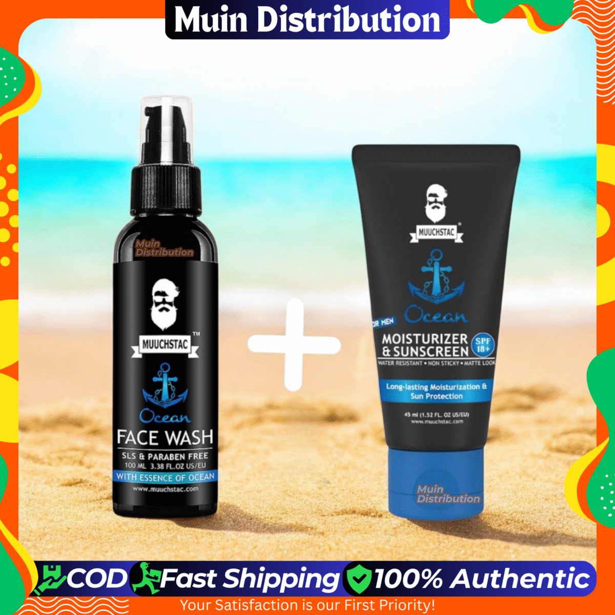 Muuchstac Ocean Facewash and Moisturizer Sunscreen Cream 2 in 1 Combo for men - Image 3