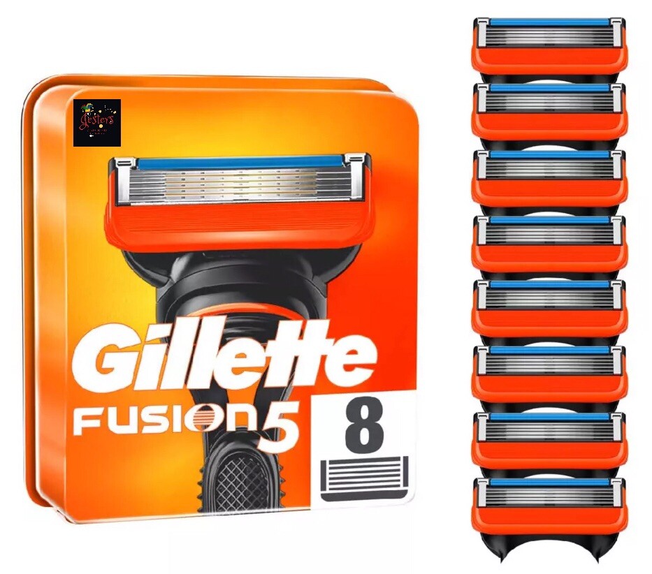 Gillette Fusion5 8pcs cartis UK1 Gillette Fusion 8 Pcs Cartridge Blade Men's Disposable Razor for Sensitive Skin Comfortable Shave - Image 1